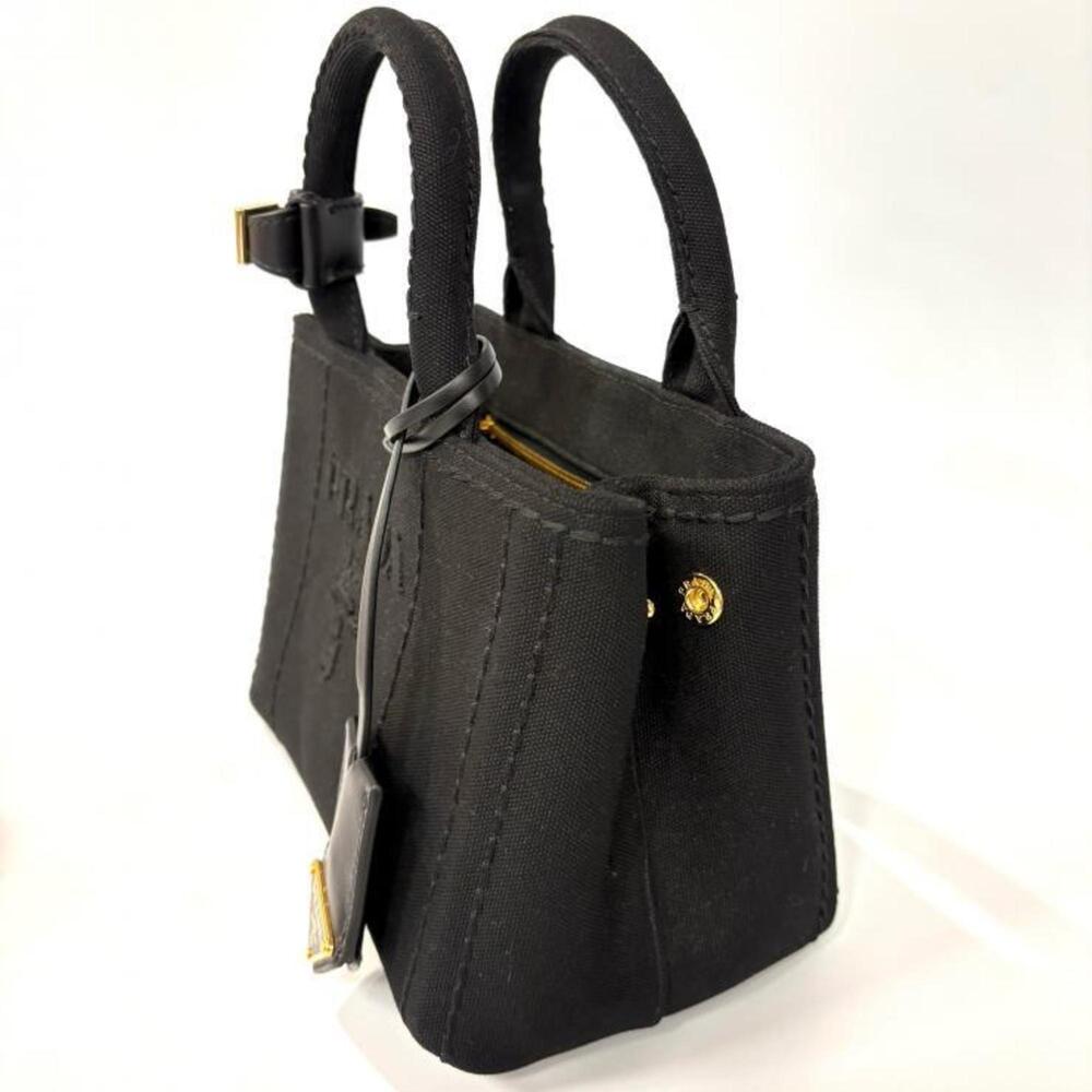 PRADA Canapa RICAMO 1BA038 Cotton Canvas Mini Handbag in Black, 2-Way Shoulde... - Picture 3 of 11